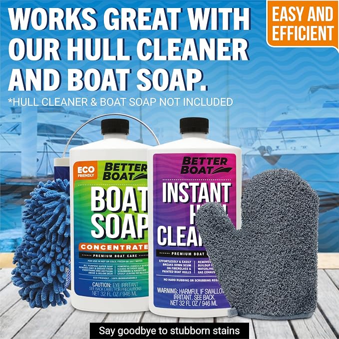 Boat Scrubbing Brush Glove, Heavy-Duty Deck and Hull Scrub Mitt for Floors, Aluminum, Pontoon, Marine and Fishing Boat Accessories