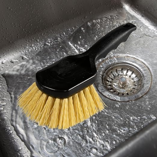SPARTA Plastic Scrub Brush, Cleaning Brush, Utility Brush with Polypropylene Bristles For Cleaning, 8 Inches, Black