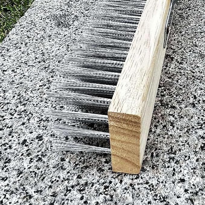 Fafeicy Stainless Steel Floor Scrubber, Adjustable Deck Brush for Heavy Duty Cleaning with 120CM Long Handle for Outdoor and Indoor Use