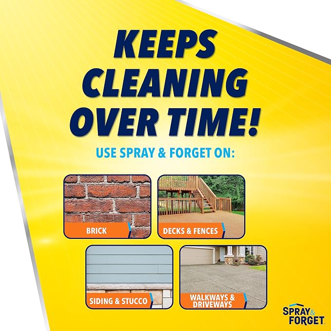 Spray & Forget House & Deck Outdoor Cleaner - Hose End Adapter - Stain Remover - 1 Quart