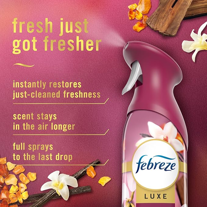 Febreze Air Mist, Air Freshener Spray, Odor Fighting Room Spray, Deodorizer for Home Bathroom Kitchen Office Apartment Dorm Room Classroom, Vanilla Suede, 8.1oz, 2ct