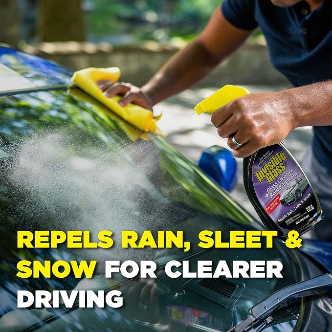 Invisible Glass 92184-6PK Glass Cleaner + Rain Repellent 2-in-1 Windshield and Window Spray, Cleans Auto Glass, Repels Rain, Sleet, Snow, Improves Wet Weather Visibility – 22 fl oz (Pack of 6)