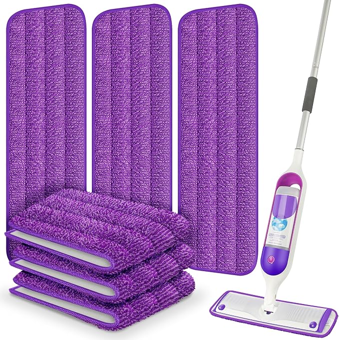 Reusable Mop Pads Compatible with Swiffer PowerMop, Microfiber Pads Refills for 13''-15'' Spray Mop, Wood Floor Replacement Refill Machine Washable for Multi-Surface Floor Cleaning, 6 Pack