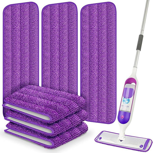 Reusable Mop Pads Compatible with Swiffer PowerMop, Microfiber Pads Refills for 13''-15'' Spray Mop, Wood Floor Replacement Refill Machine Washable for Multi-Surface Floor Cleaning, 6 Pack