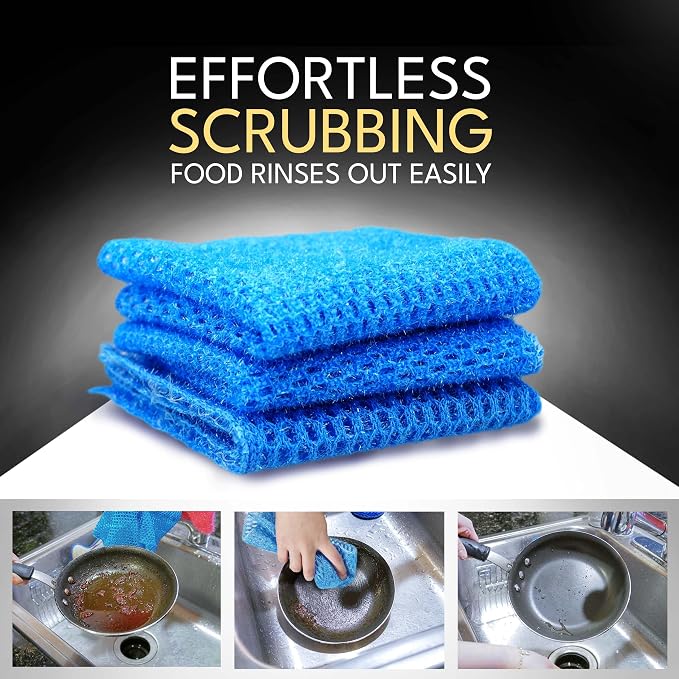 Non Scratch Dish Scrubbers for Cleaning Dishes (1PK) - Reusable Kitchen Sponge - Replace Dish Sponges for Washing Dishes - Best Household Scrubbing Pad & Alternative Dishwashing Scrub Pads Supplies