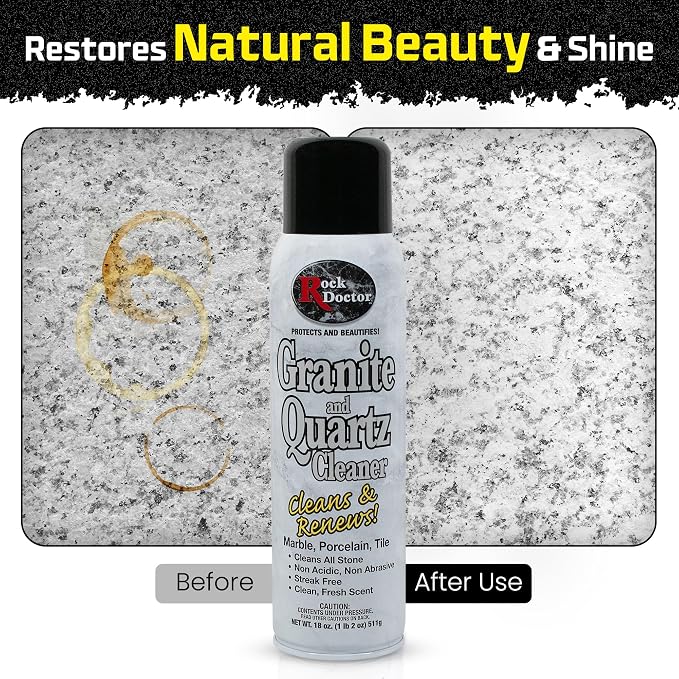 Rock Doctor Granite Cleaner, Cleans& Renews Surfaces, Granite/Marble Countertop Cleaner, Cleaning Spray for Vanity, Table Top, Kitchen Counters, Stone Surfaces 18 Fl Oz Pack of 2