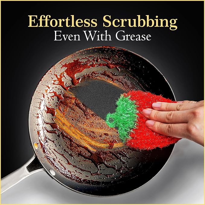 Dish Scrubbie Non-Scratch Dish Scrubber-Long Lasting & Odorless, Safe on Non-Stick, Cast Iron, Glass and Other Surfaces, Reusable Kitchen Sponge Alternative for Kitchen, Bathroom & Floors (Pack of 3)