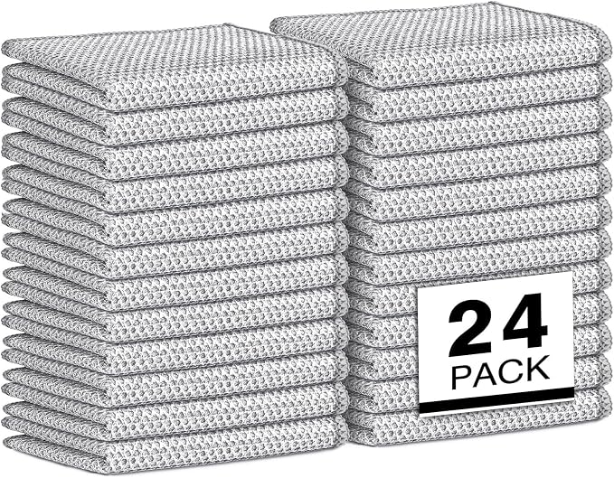 AIDEA Non Scratch Wire Dishcloth 24PK, Wire Dishwashing Rag for Wet and Dry, Dish Cloths for Washing Dishes, Cleaning Pads Steel Scrubber for Cookware, Sinks, Dishes, Stove Tops, 7"×8"
