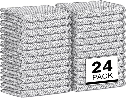 AIDEA Non Scratch Wire Dishcloth 24PK, Wire Dishwashing Rag for Wet and Dry, Dish Cloths for Washing Dishes, Cleaning Pads Steel Scrubber for Cookware, Sinks, Dishes, Stove Tops, 7"×8"