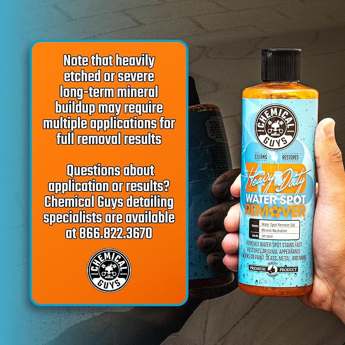 Chemical Guys, Heavy Duty Water Spot Remover Gel, Paint & Glass, 2-Pack | Thick gel clings to glass and panels to tackle hard water stains and mineral marks, prepping for wax or ceramic