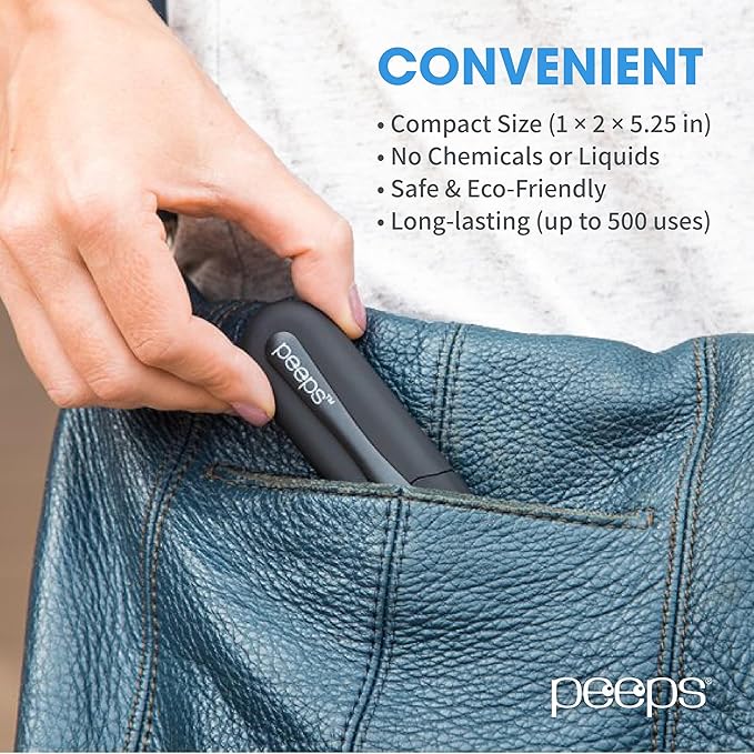 Peeps Glasses Cleaner - for Eyeglasses, Reading Glasses, and More - Lens Cleaner with Carbon Microfiber Tech-Soft Touch Lavender-2 Count (Pack of 1)