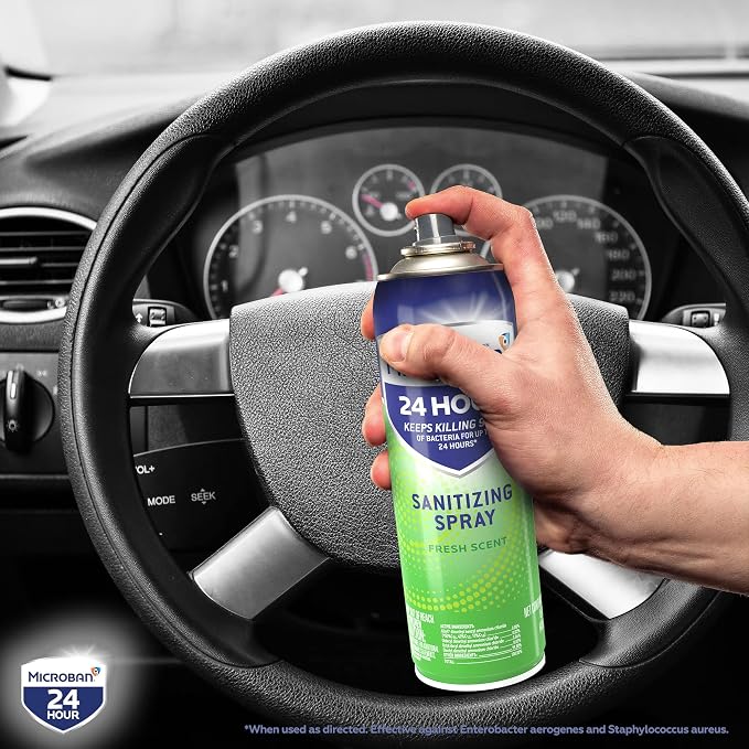 MICROBAN Disinfectant Spray, 24 Hour Sanitizing and Antibacterial Spray, Sanitizing Spray, Fresh Scent, 2 Count (15oz Each)