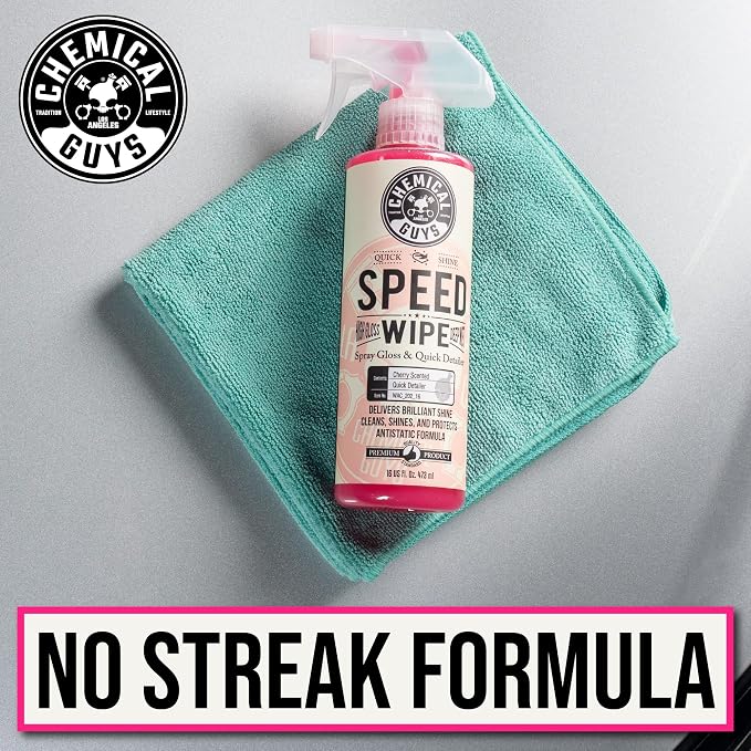Chemical Guys, Speed Wipe Quick Detailer Spray, High Gloss Shine, 16 oz | Spray-and-wipe detailer adds instant streak-free gloss on paint, glass, wheels and trim between full washes