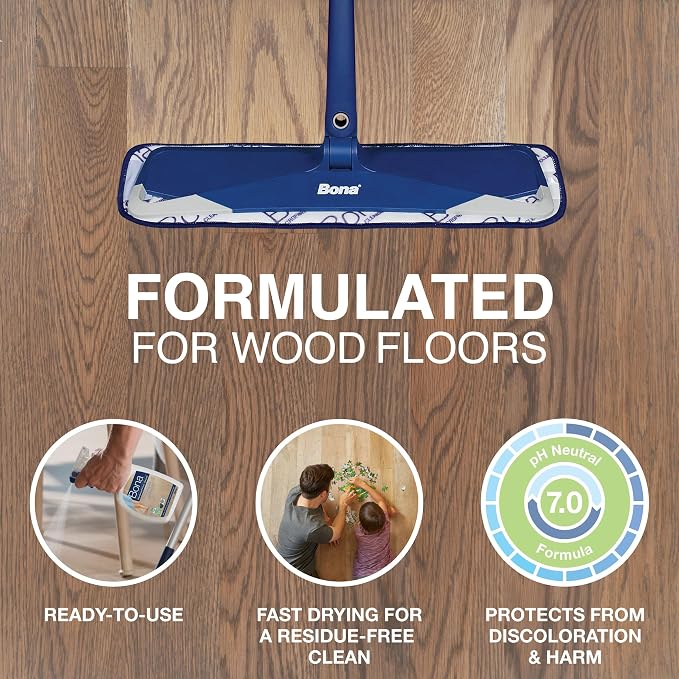 Bona® Hardwood Floor Cleaner Spray - 32 fl oz - Unscented - Includes Filled Bottle + Concentrate Refill for Hardwood Floor Cleaning