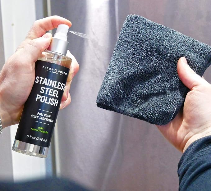CARON & DOUCET - Stainless Steel Polish | 100% Plant Based and Non-Toxic Formulation. Concentrated formulation that does not contain any water or petrochemicals. (8oz)