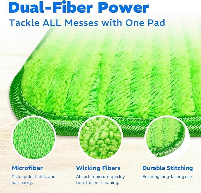4 Pack Reusable Mop Pads, Compatible with Wet Jet, Wet Pads Refill for WetJet, Microfiber Cloths for Hardwood Floors Cleaning, Machine Washable Mop Pads, Wet Dry Use, Scraper Included