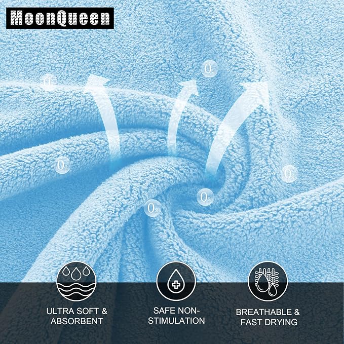 MOONQUEEN Ultra Soft Premium Washcloths Set - 12 x 12 inches - 24 Pack - Quick Drying - Highly Absorbent Coral Velvet Bathroom Wash Clothes - Use as Bath, Spa, Facial, Fingertip Towel (Aquamarine)