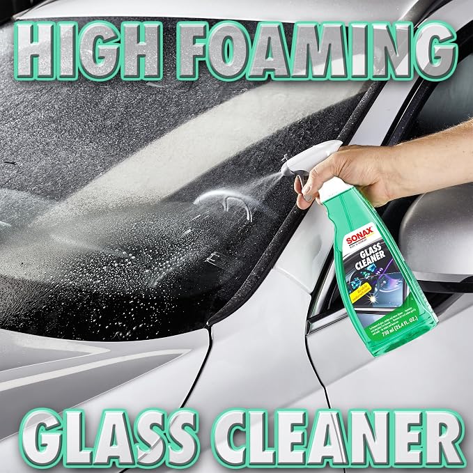SONAX Glass Cleaner 338400 | Powerful Streak Free Formula for Crystal Clear Windows and Mirrors | Easily Removes Dirt Grease and Grime | Safe for Automotive and Household Use | 750ml