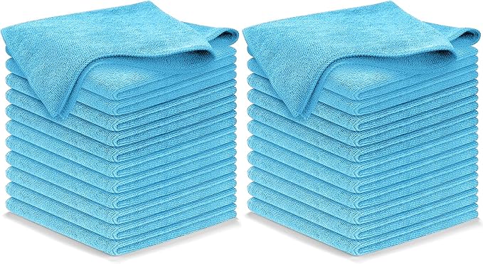 USANOOKS Microfiber Cleaning Cloth - Turq - 24Pcs (12.5x12.5 inch) High Performance - 1200 Washes, Ultra Absorbent Car Towel Traps Grime & Liquid for Streak-Free Mirror Shine - car Washing Cloth