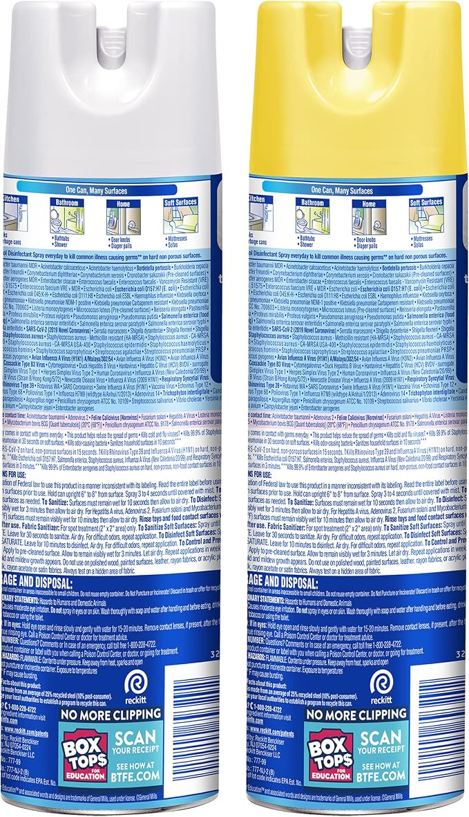 Lysol Disinfectant Spray, Sanitizing and Antibacterial Spray, For Disinfecting and Deodorizing, Lemon Breeze, 19 Fl Oz (Pack of 2), Packaging May Vary