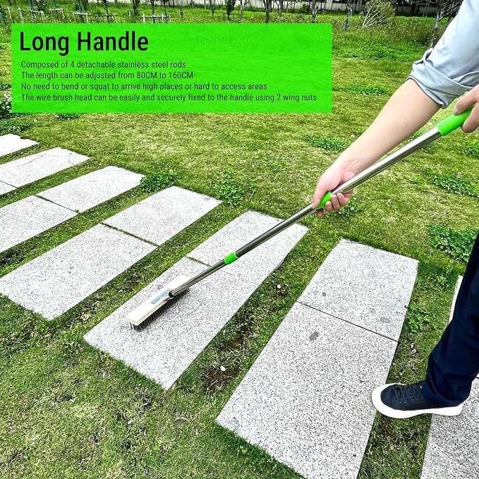 Fockety Floor Scrub Brush with Long Handle, 30cm Brush Head 80-160cm Adjustable Outdoor Scrubber for Swimming Pool, Sidewalk, Courtyard, Garden, Garage, Kitchen Bathroom