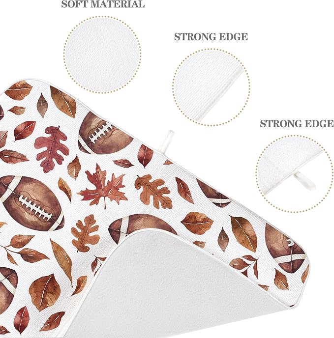 Fall Dish Drying Mat 18x24 Inches For Kitchen Counter Orange Brown Baseball Leaves Kitchen Decoration Drying Mat Decorative Autumn Leaves Drying Pad for Home Kitchen,Dining Room Decor