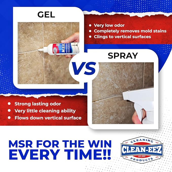 Clean-eez Mold Stain Remover Gel | Powerful Mold and Mildew Stain Remover for Caulk and Almost Any Bathroom Surface Like Grout, Glass, Tile and Rubber | Made In USA from US Company