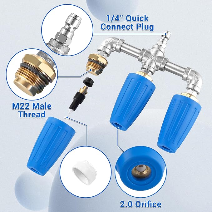 Triple Turbo Nozzle Pressure Washer, 1/4" Quick Connector, 4000 PSI | 360° Rotating Turbo Nozzle, 2.0 Orifice 3-in-1 Turbo Nozzle