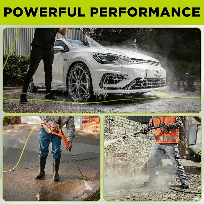 M MINGLE Pressure Washer Hose 25 FT x 3/8" - Replacement Power Wash Hose | M22 14mm to 3/8 Inch Quick Connect Fittings - Hot & Cold Water Use - Kink Resistant - 4000PSI