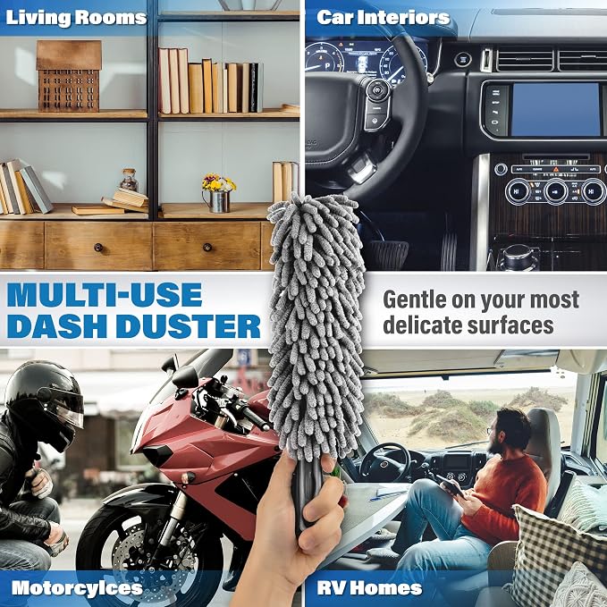 Relentless Drive Car Duster Interior 14" – Dash Duster for Women & Men | Chenille car accessories, lint & scratch-free, essentials for interior