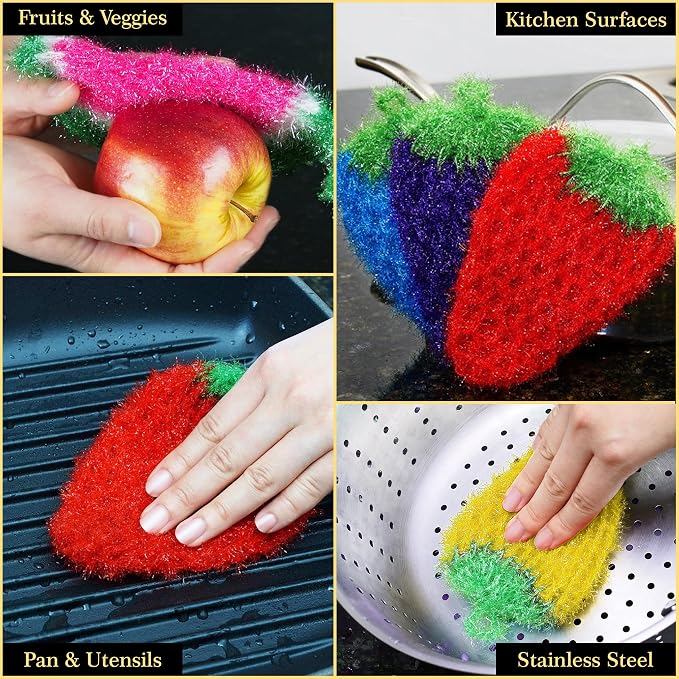 Dish Scrubbie Non-Scratch Dish Scrubber-Long Lasting & Odorless, Safe on Non-Stick, Cast Iron, Glass and Other Surfaces, Reusable Kitchen Sponge Alternative for Kitchen, Bathroom & Floors (Pack of 5)