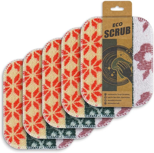Amarelle Scrub,Eco-Friendly Reusable Dish Scrubbers for Washing Dishes,Soft Safe and Non-Scratch Scrubber, Durable Scouring Pad for Kitchen and Household Cleaning (Berry Forest, 5-Pack)