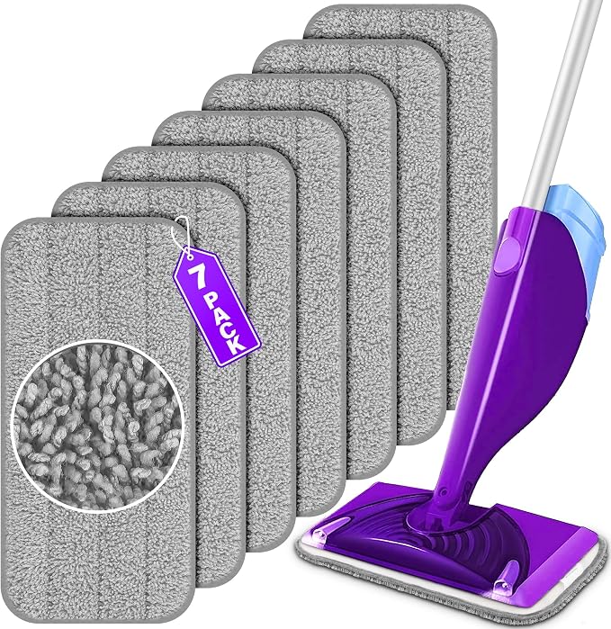 Reusable Mop Pads for Swiffer WetJet, Wet Pads Refills for 12'' Spray Mop, Microfiber Refill Machine Washable Up to 100+ Floor Cleaning for All Kinds of Floor Types, 7 Pack