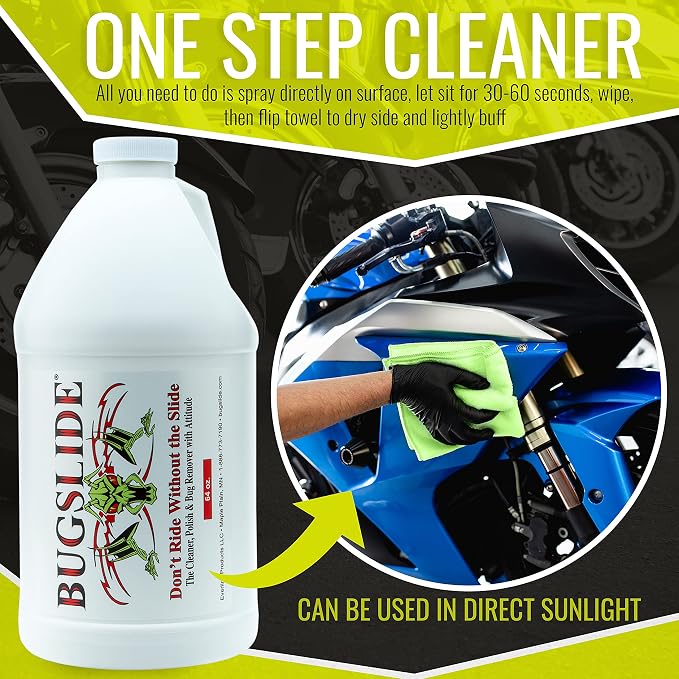 BugSlide 64 Oz Cleaner Refill for Spray Bottles & Travel Kits - All Surfaces Cleaning and Detailing Solution for Vehicle Interior and Exterior Use - Shines, Degreases, Polishes