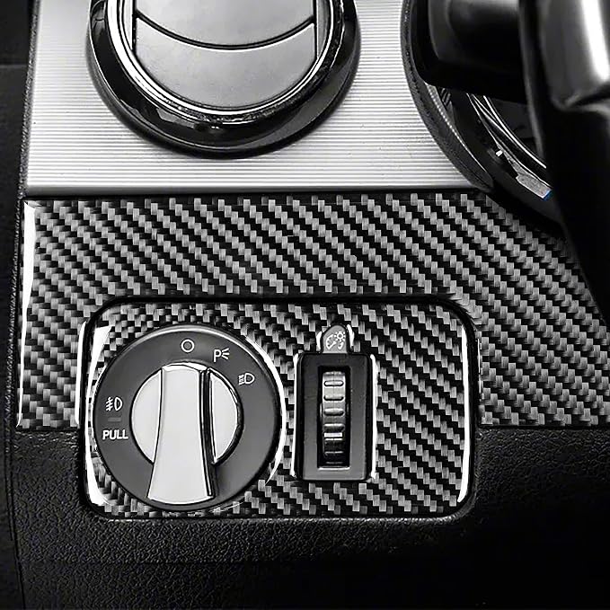 Real Carbon Fiber Trim for Ford Mustang GT Shelby Accessories | for 2005 2006 2007 2008 2009，Headlight Switch Panel Cover，Thick Overlay Sticker Decal，3PCs