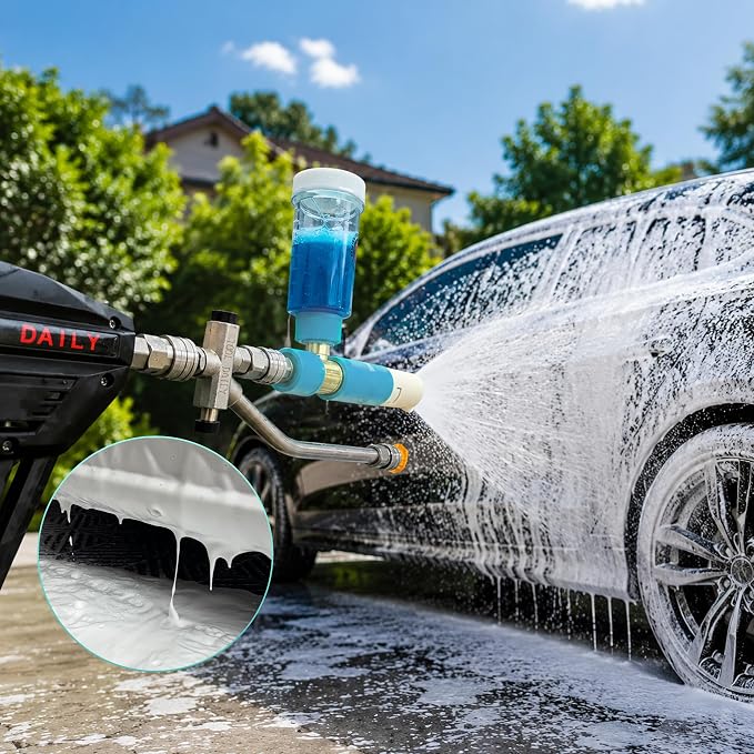 Tool Daily Mini Foam Cannon with Dual Connector, 5 Power Washer Tips | Original Soap Foam Cannon for Car Washing, 1/4" Quick Connect, 3600 PSI
