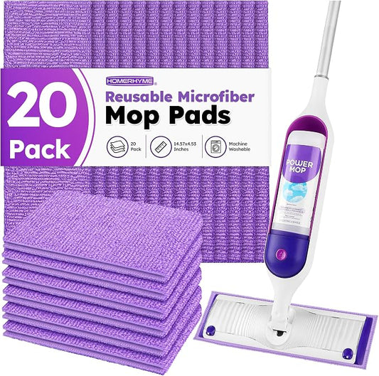 Microfiber Mop Pads for Swiffer PowerMop, Reusable Microfiber Pads Refills for 13 ''-15 '' Spray Mop, Washable Pad Replacements for Multi Surface Wet & Dry Floor Cleaning, 20 Pack