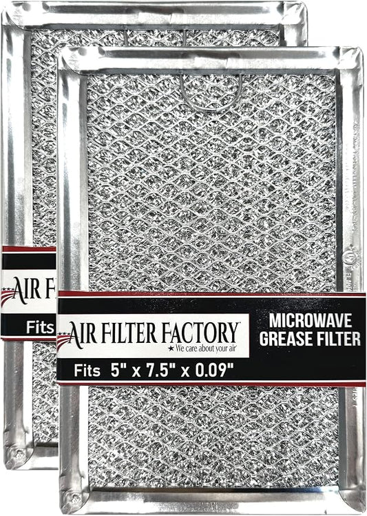 12-Layer Air Filter Factory 5" x 7.5" Pull Tab Microwave Grease Filter Replacements For Many GE, Frigidaire, Magic Chef & LG Microwave Oven Models Filter Set Of 2 (Pull Tab Short Side)