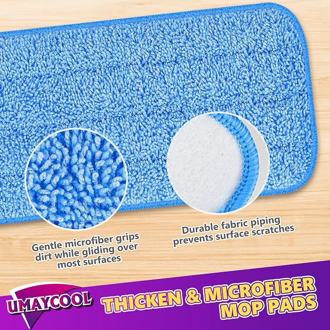 Reusable Mop Pads Refills for Swiffer WetJet, Wet Pads Refill Microfiber Mop Replacement Machine Washable Up to 100 Times for Floor Cleaning Wet Dry Use for All Floor Types, 6 Pack
