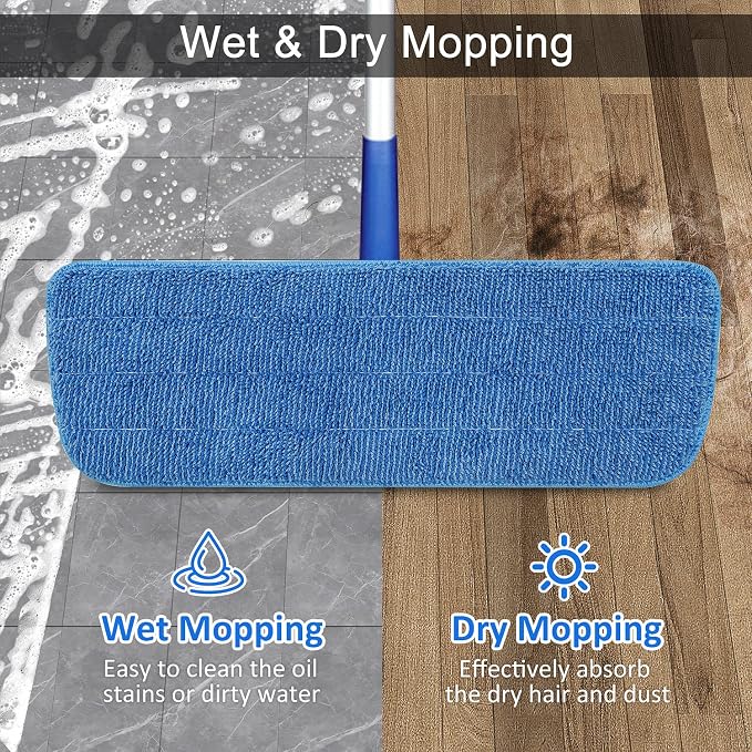 3 Pack Microfiber Mop Pads Replacement for Wet/Dry Mops Floor Cleaning Reusable Mopping Pads Refills for Spray Mops Compatible with Bona Floors Care System and Any Microfiber Flat Spray Mop