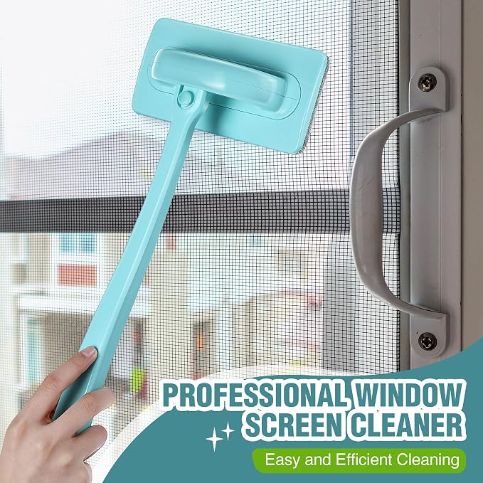 Enhon 2 Pack Mesh Screen Cleaner, Window Screen Cleaning Brush Washing Equipment, Detachable Window Cleaner Tool with Wet and Dry Dual Use