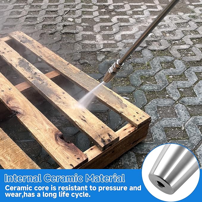 Tool Daily Turbo Nozzle Pressure Washer Stainless Steel, 360° Rotating | Pressure Washer Nozzle for Cleaning Brick, Concrete, and Wooden Surfaces, 1/4" Quick Connect, 3600 PSI, 3.0 GPM