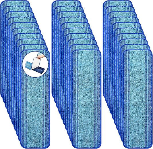 30-Pack Microfiber Mop Pads for Bona Mop- Washable Reusable Refills for Hardwood, Tile & Multi-Surface Floors | Pet Hair & Stain Remover
