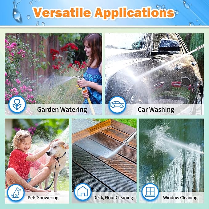 AUTOMAN Full Size Garden Hose Nozzle, 2 Pack High Pressure Pistol Grip Water Nozzle Sprayer with Threaded Front, Adjustable Spray Water Flow for Washing Car, Cleaning Ground, Watering Plants