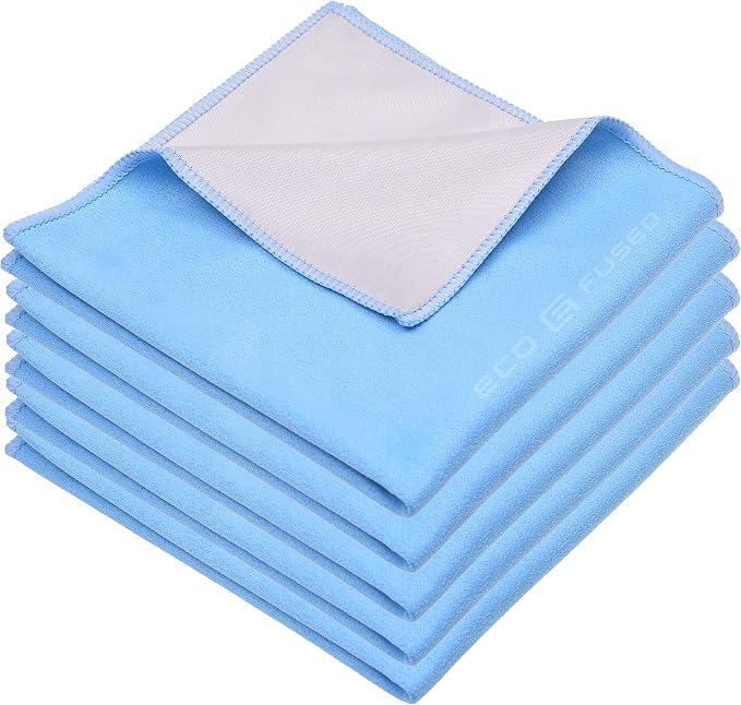 Eco-Fused Oversized Microfiber Cleaning Cloths XL - 5 Pack - 12 x 12 - Double-Sided - Microfiber & Suede for Smartphones, LCD TV, Tablets, Laptop, Camera Lenses & Other Surfaces