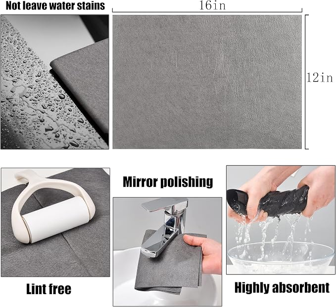 KTT Thickened Magic Cleaning Cloth, 12" x 16", 5 Pack | Reusable Microfiber Cleaning Cloth, Lint Free, For Home, Window, Mirror Glass and Cars