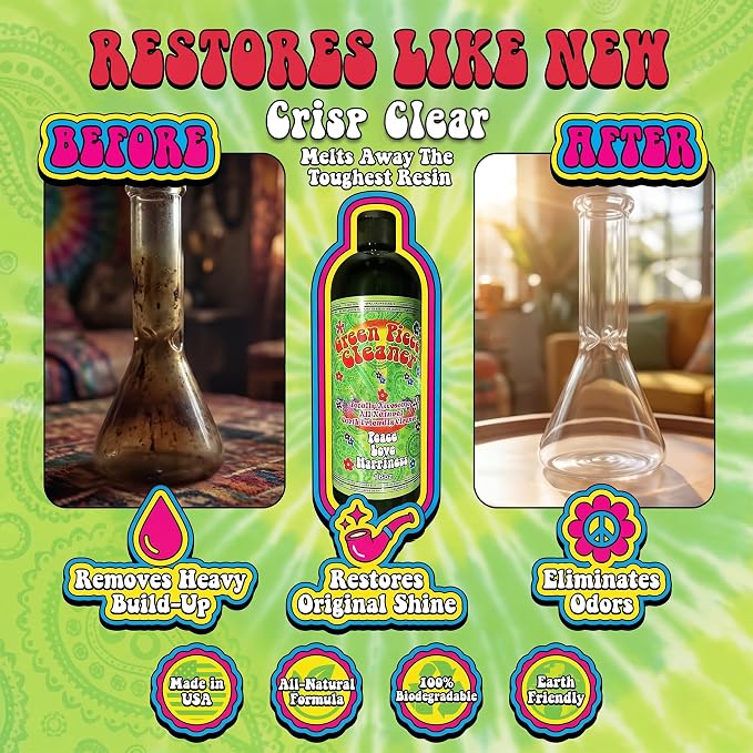 Green Piece® Glass Cleaner 1 Bottle (Made in USA)- All Natural Earth Friendly Multi-purpose Cleaner for Metal, Ceramic, Water Pipe 16 oz