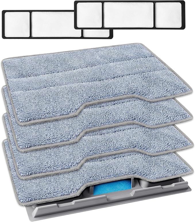 KEEPOW Reusable Mop Replacement Pads Compatible with Shark Vac Mop VM252 | VM180 VM401 VM200P12 VM252P10 VC205 VM190 VM200 QM250 VM250, Microfiber Mop Vac Pads Refills (1+2+4 Pads)