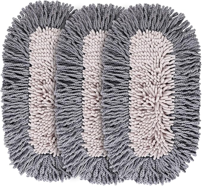 CLEANHOME Microfiber Dust Mop Replacement Pads for Hardwood Floor Cleaning | 3 Packs, Washable and Reusable Chenille Mop Pads