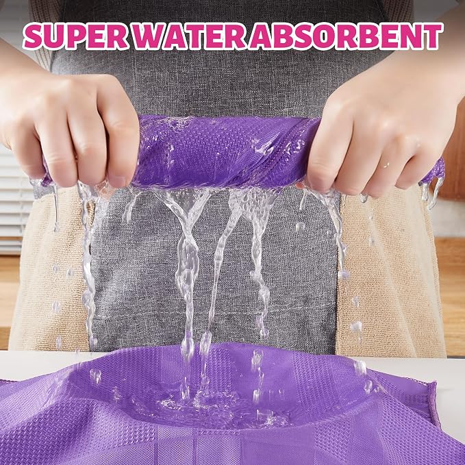 JOYMOOP Microfiber Waffle Weave Cleaning Cloth,Highly Absorbent Kitchen Towels,Quick Drying Lint Free Dish Towels for Kitchen,6 Pack, Mixed Color, 15.7×15.7inch
